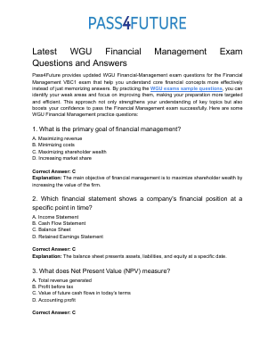 WGU Financial Management Exam Questions and Answers